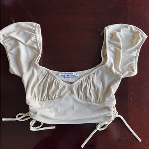 Cream Puff Sleeve Crop Top